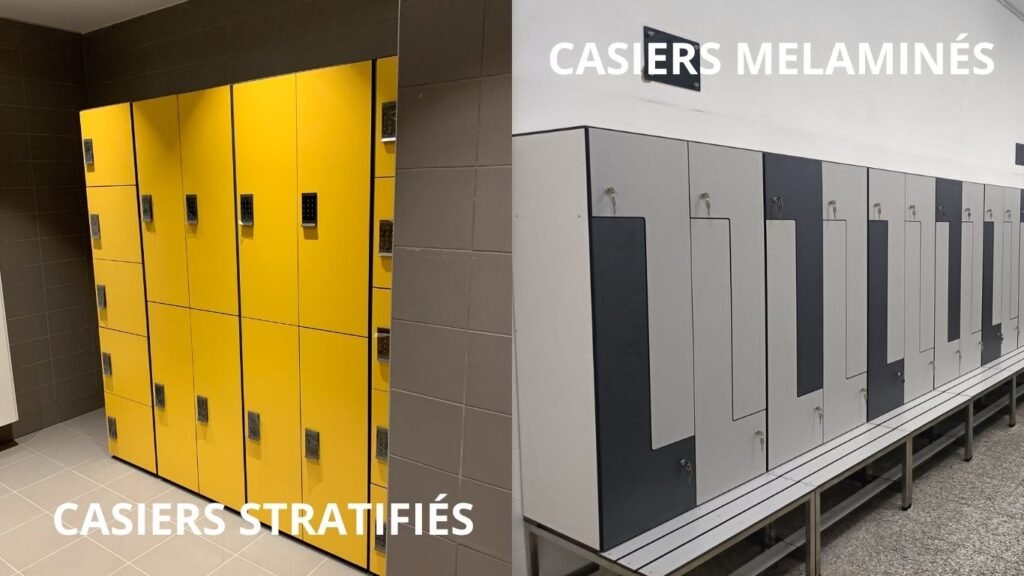 Casiers vestiaires mélaminés vs casiers stratifiés installés dans un open space d'entreprise — solution sur mesure Le Mobilier Stratifié